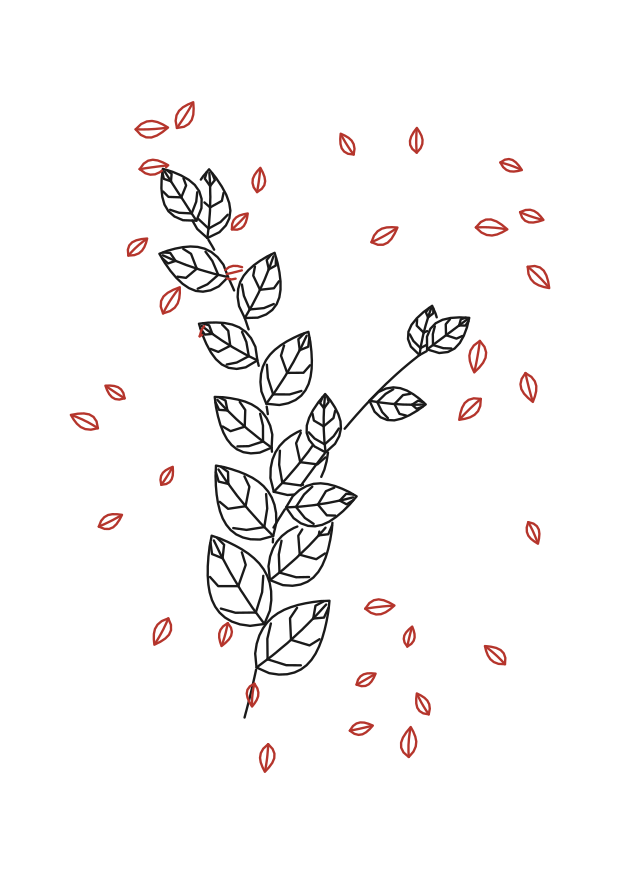 Generative Plotter-Kunst: Botanik, Farn Rot
