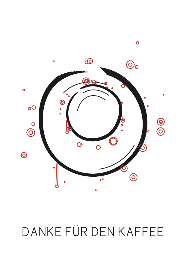 Generative Plotter-Kunst: Kaffee, Blueprint Rot