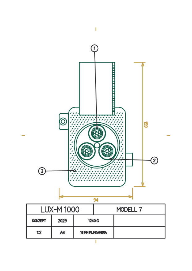Generative Plotter-Kunst: Kamera, Blueprint Smaragd