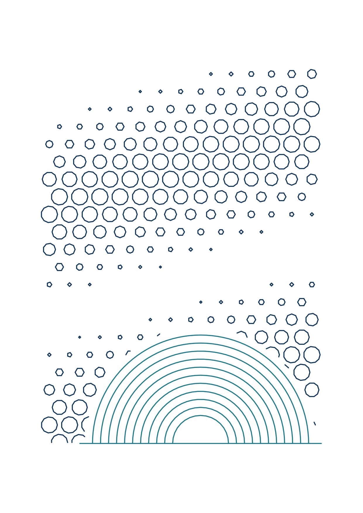 Generative Plotter-Kunst: Muster & Form, Schuppen-Ozean