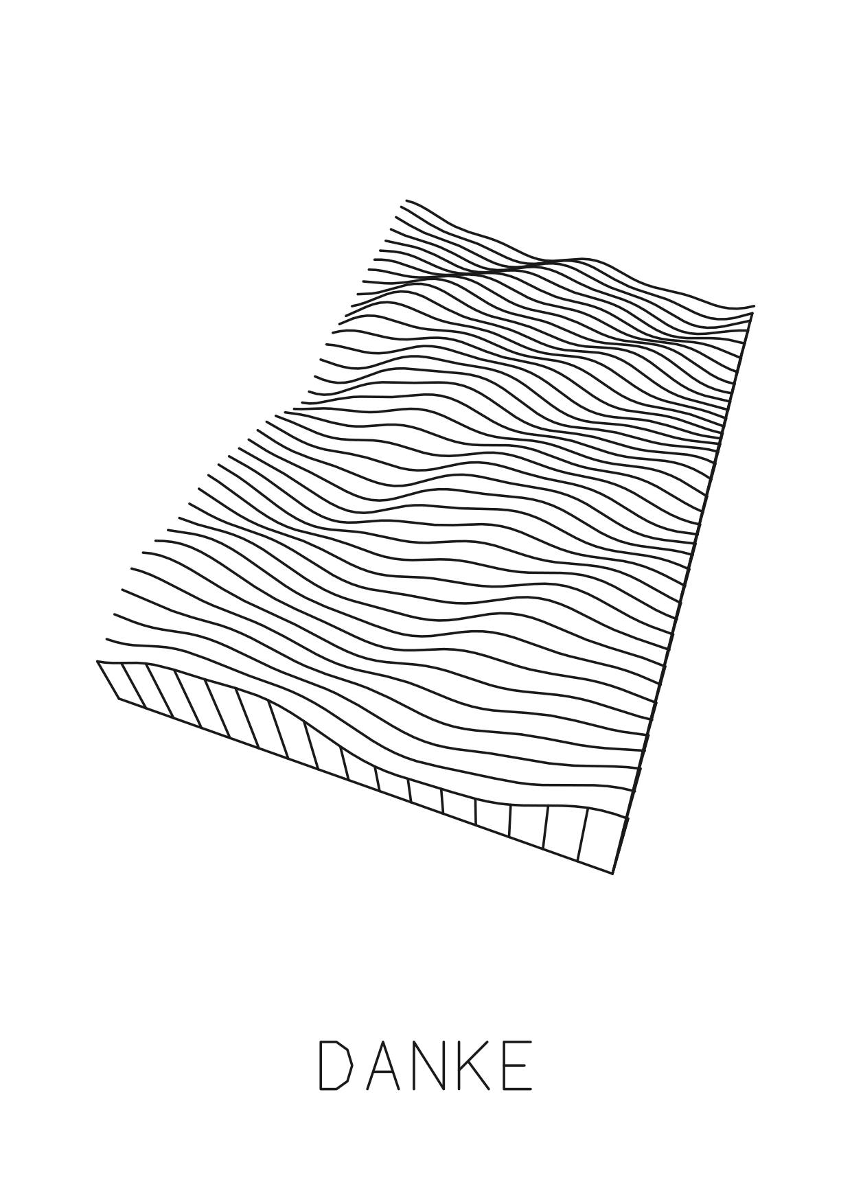 Generative Plotter-Kunst: Relief & 3D, Höhenlinien Rot