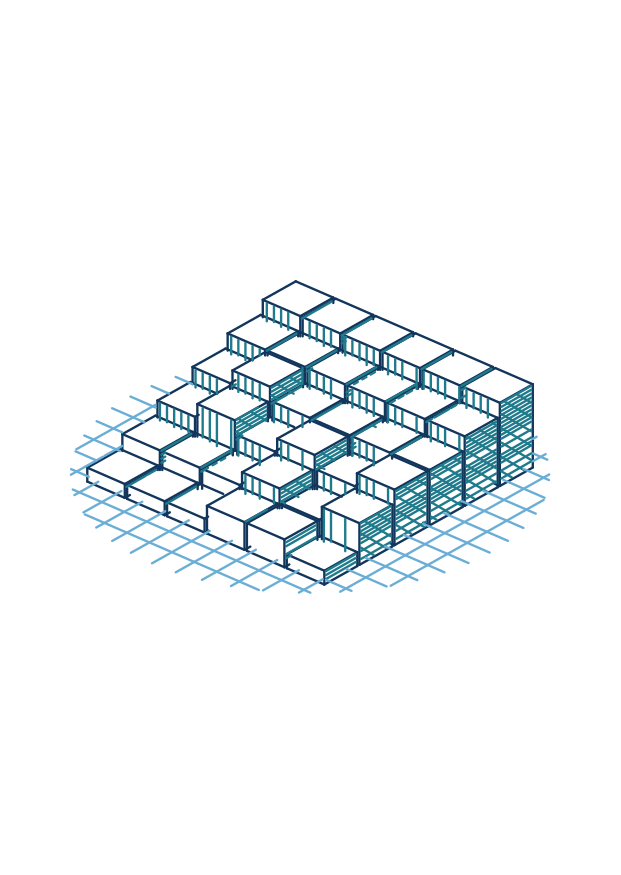 Generative Plotter-Kunst: Relief & 3D, Gitter Ozean