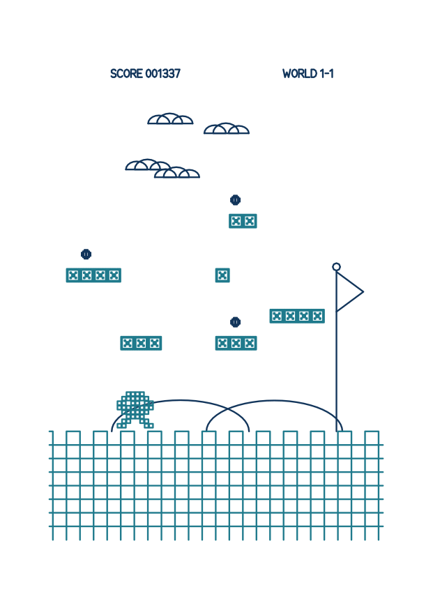 Generative Plotter-Kunst: Retro-Games, Jump Ozean