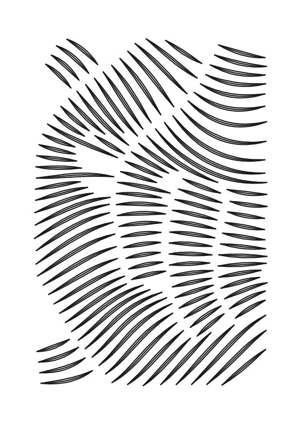 Generative Plotter-Kunst: Strömung, Höhenlinien Mono