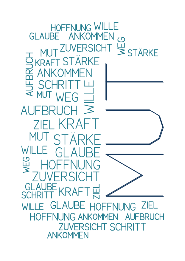 Generative Plotter-Kunst: Wortwolke, Ozean