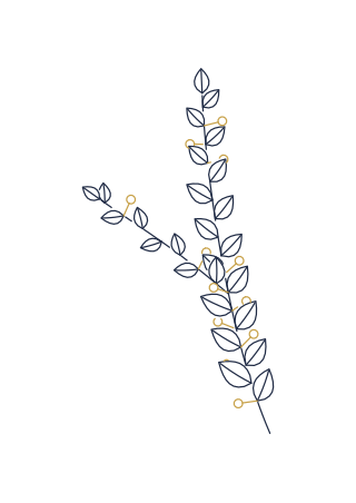 Generative Plotter-Kunst: Botanik-Stil, Zweige in Gold & Navy