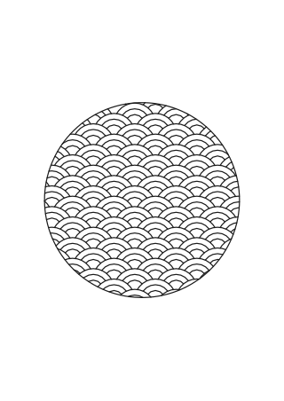 Generative Plotter-Kunst: Muster-Stil, Kreis-Schuppen in Mono