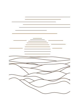Generative Plotter-Kunst: Strömungs-Stil, Landschaft in Sepia