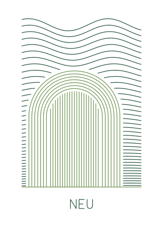 Generative Plotter-Kunst: Strömungs-Stil, Bogen in Grün