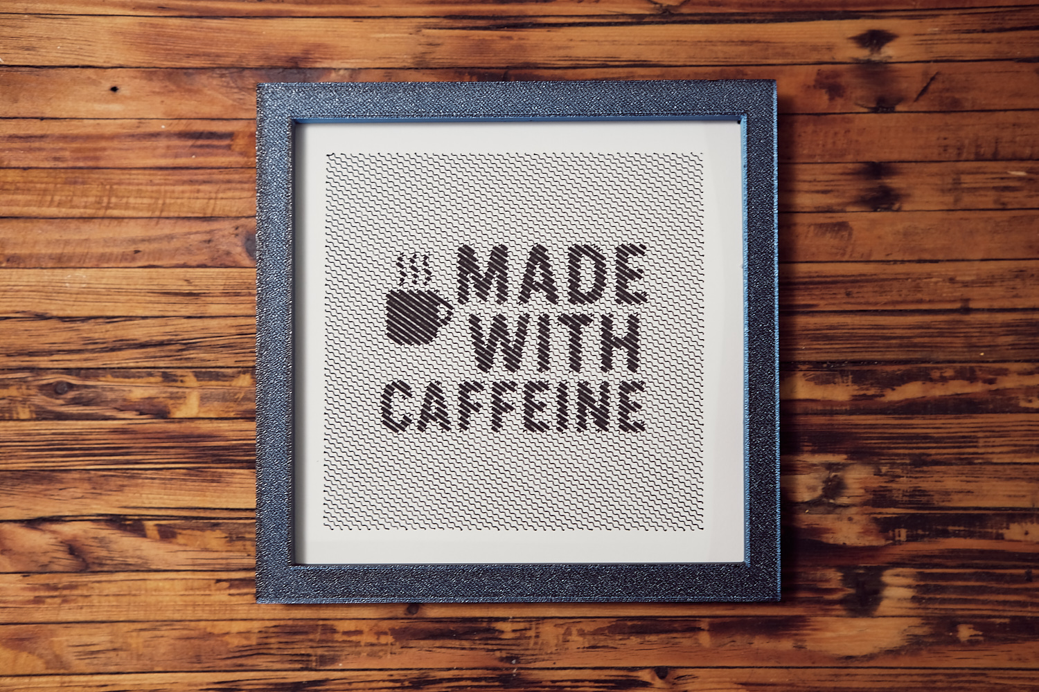 Gerahmte Plotter-Kunst „Made with Caffeine
