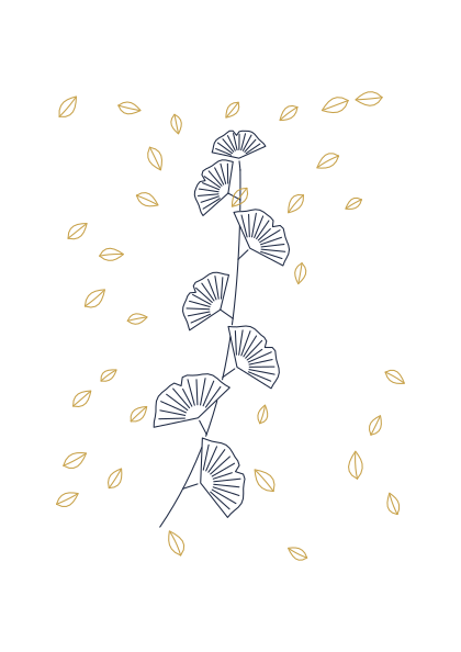 Poster: Botanik – Ginkgo Gold & Navy
