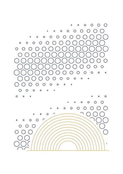 Poster: Muster – Bögen Gold & Navy