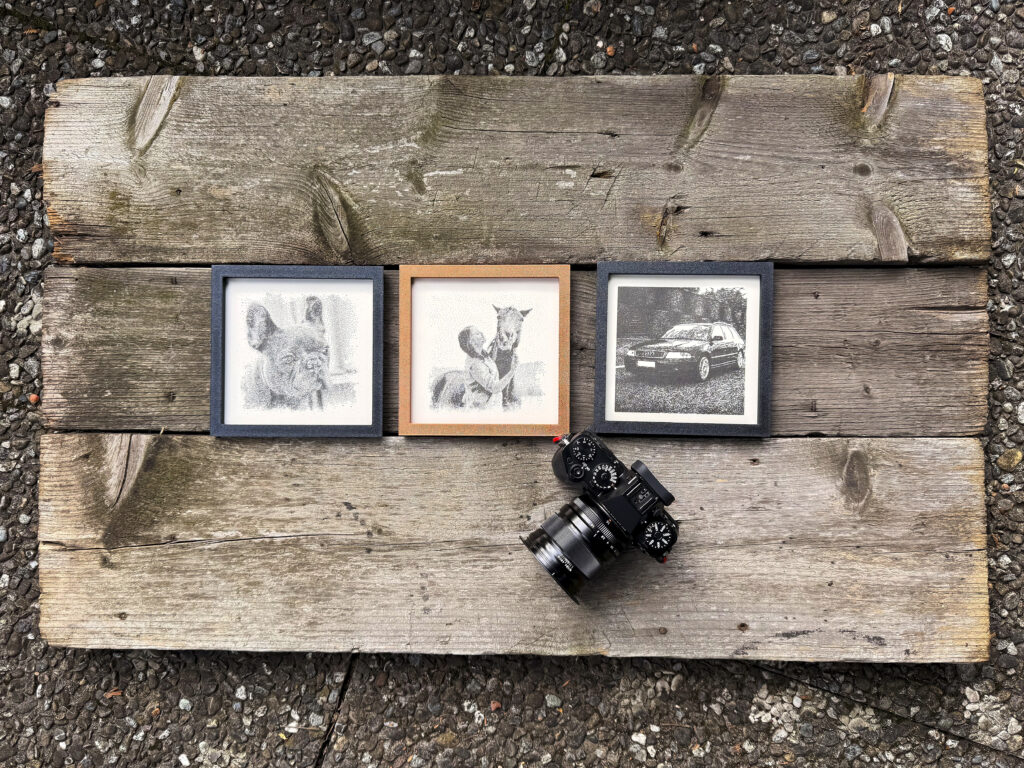 Fotos gezeichnet mit Schreibroboter